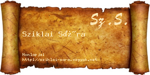 Sziklai Sára névjegykártya